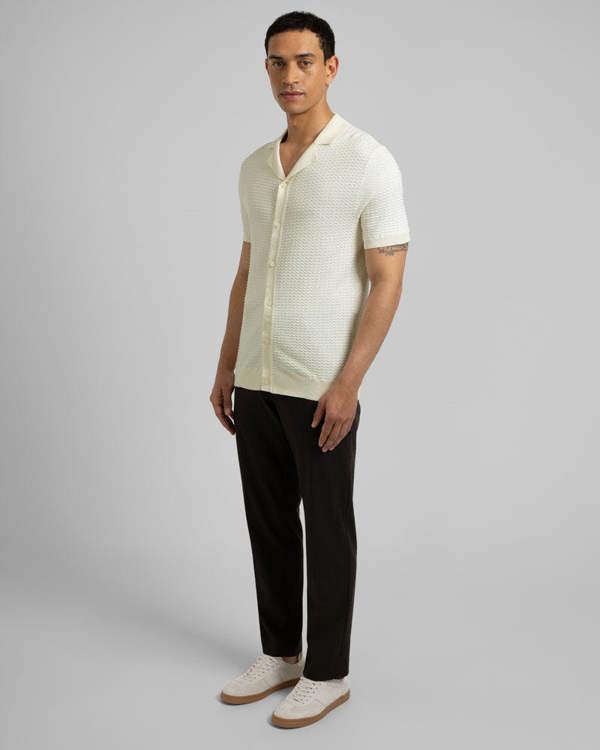 Steel & Jelly Aldgate - Chevron Textured Knitted Short Sleeve Shirt