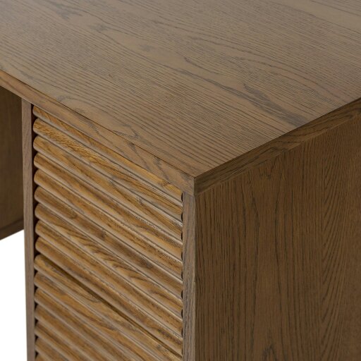Wyld Haus Mandarina Retro Natural Walnut Ribbed Desk with Storage