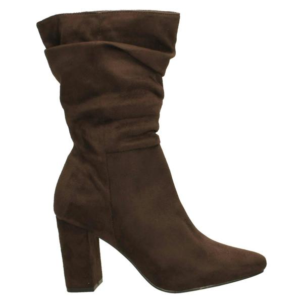 Spot On Ladies Spot On Mid Block Heel Calf Rouched Boots F51238