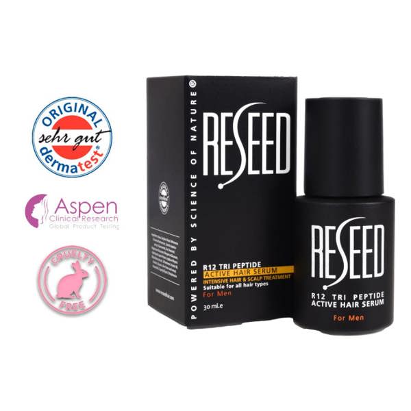 R12 Tri Peptide Active Hair Serum for Men 30 ml - Reseed Hair Loss Range for Men and Women
