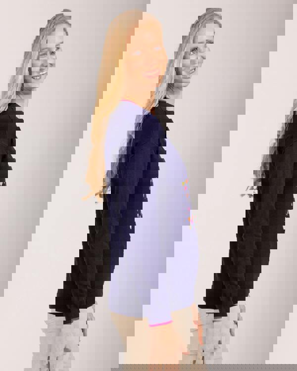 Mudflower Heart Embroidery Drop Shoulder Jumper