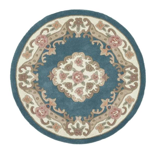 Round rug with floral pattern on a white background