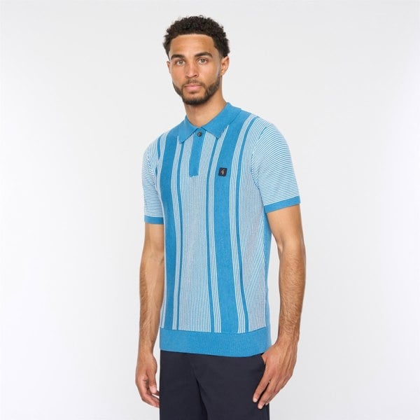 Gabicci V54GM04 Mens Dante Short Sleeve Pattern Knitted Polo Gabicci Vintage - AQUA