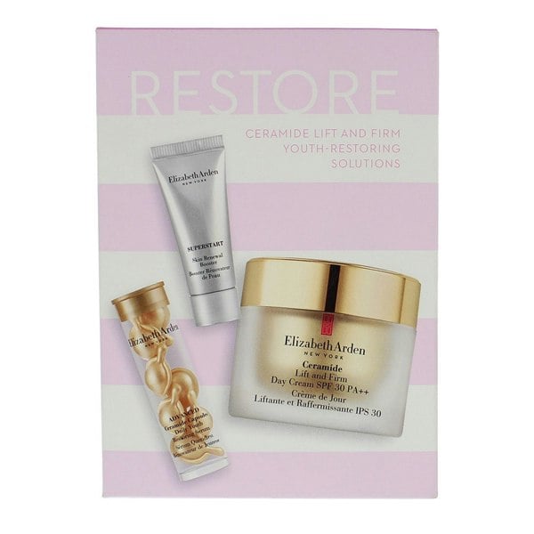 Elizabeth Arden Restore 3 Piece Gift Set: Ceramide SPF 30 PA++ Day Cream 50ml - Serum Capsules 7pcs - Superstart Booster 5ml