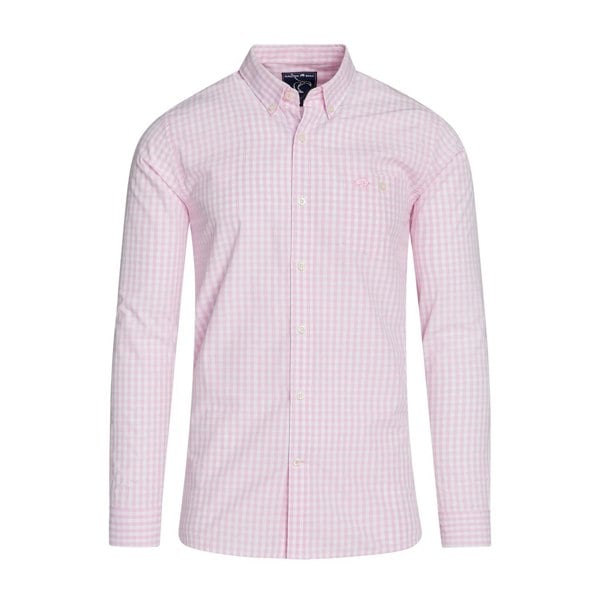 Raging Bull Mens Gingham Classic Long-Sleeved Shirt - Pink