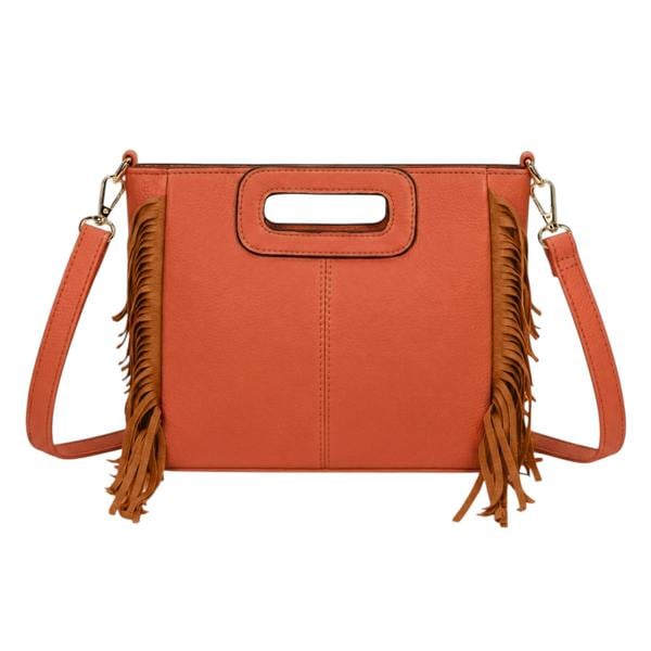 Kitise Bohemian Fringe Tassel Cutout Crossbody Shoulder Tote Bag