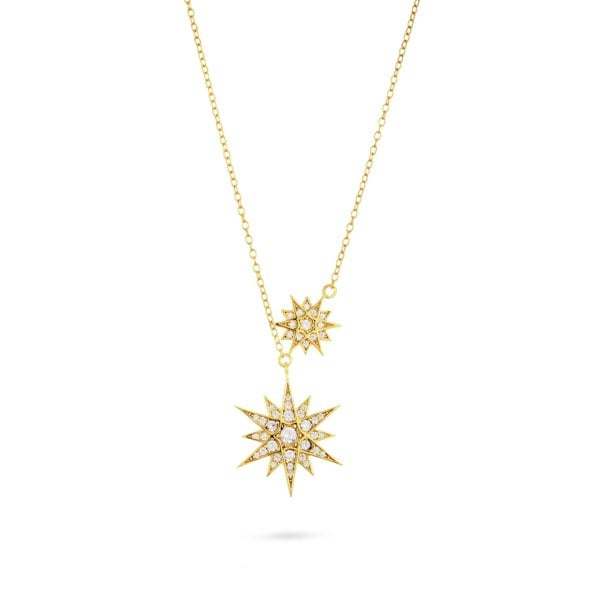 Gold Trip Celestial Double Star Necklace