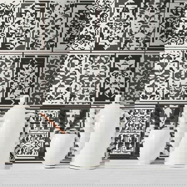 WALPLUS WT1571 - Ethor Dark Grey Mediterranean Wall Tile Sticker Set - 15 x 15 cm (6 x 6 in) - 24 pcs