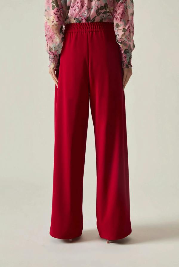 James Lakeland Red Wide Leg Suit Trousers