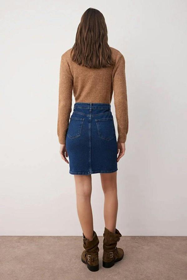 WOVCOR High Waist Mini Denim Skirt