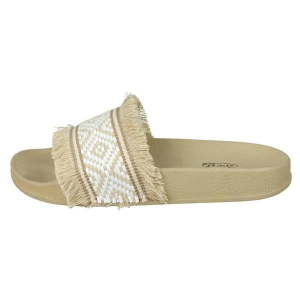 Spot On Ladies Spot On Fringe Trim Sliders