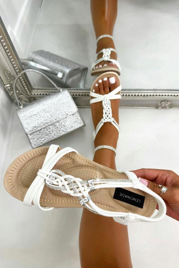 Love Lemonade Crystal Endless Summer Sandals White