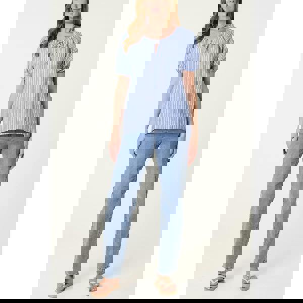 Blue Vanilla Tie Front Stripe Blouse