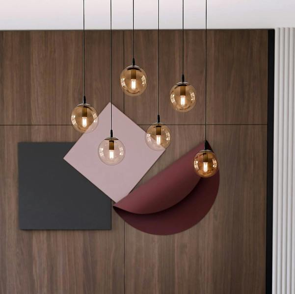 Emibig COSMO Pendant lamp  6 x E14 Black with Amber Shade