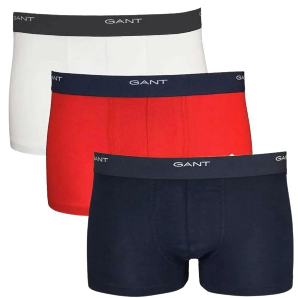 GANT 3-Pack Core Logo Boxer Trunks, Navy/White/Red