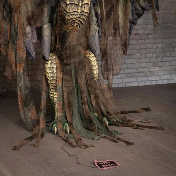 Samuel Alexander 7ft Giant Sized Dark Forest Dragon Halloween Animatronic Decoration with LED Eyes
