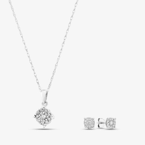 T. H. Baker 9ct White Gold 0.50ct Diamond Round Cluster Jewellery Set TH0121715