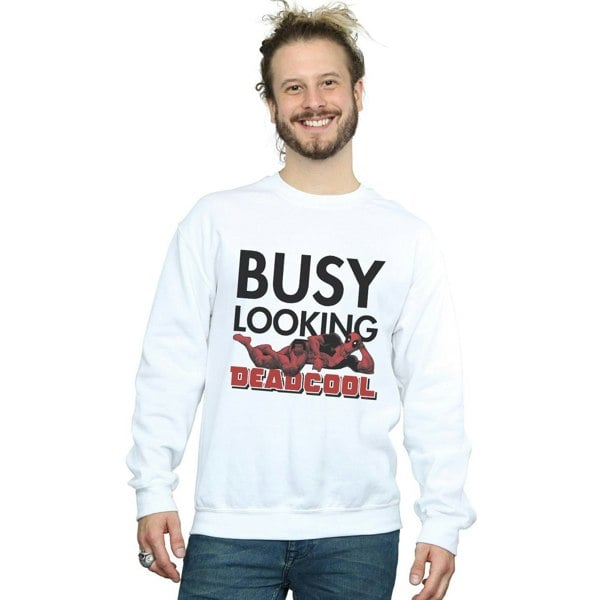 Marvel Mens Deadpool Busy Looking Deadcool Sweatshirt - White