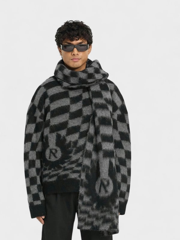 Represent X Belstaff Checkerboard Knit Sweater Shadow