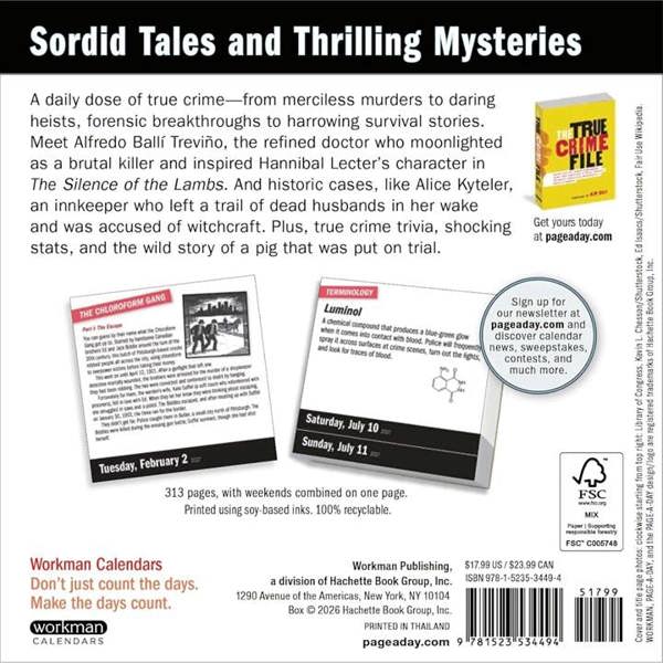 A Year of True Crime Desk Calendar 2027, Desk Calendars, Day To View, History & Literature, Gift