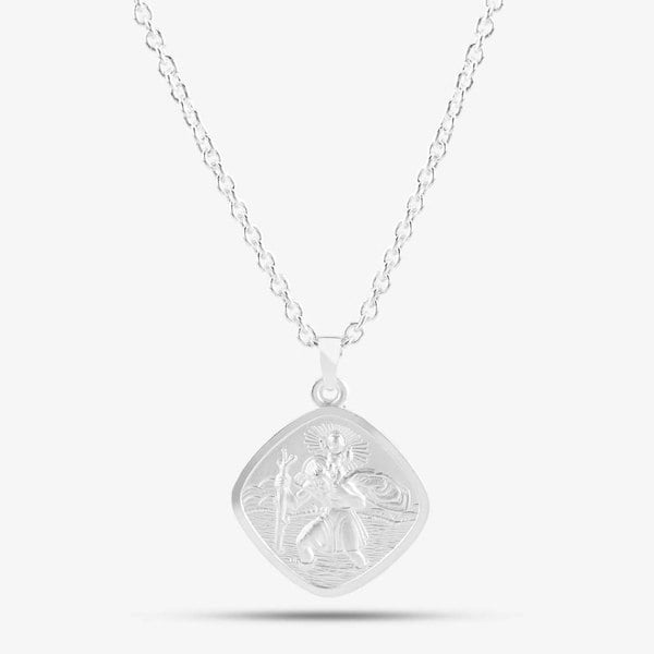 T. H. Baker Sterling Silver St Christopher Square Necklace P30-8020-SC1318