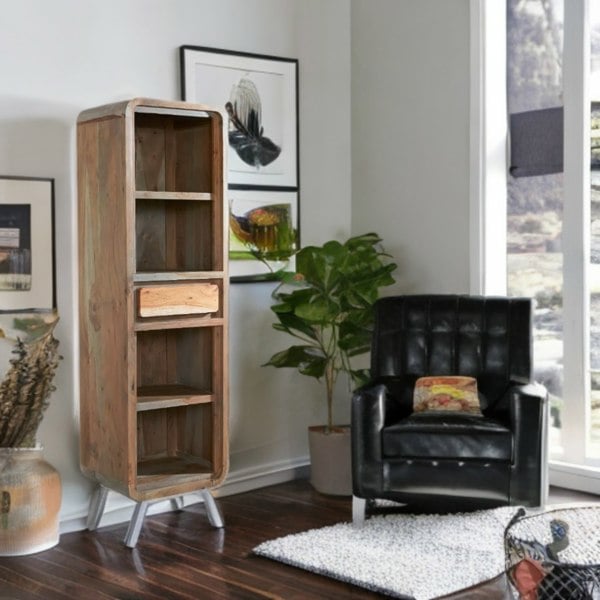 IH Design Aaron Wood & Metal Slim Bookcase