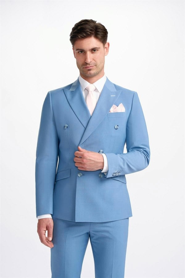 Bond Ocean Blue Double Breasted Blazer Front