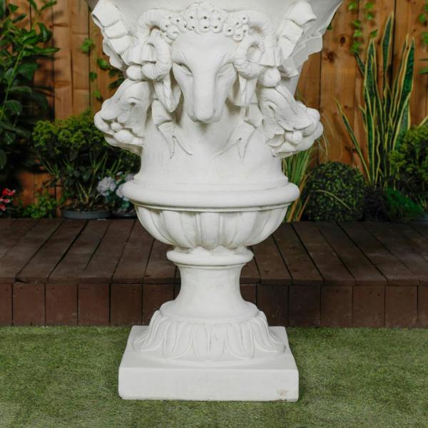 Large White Stone Cast Swag Urn 