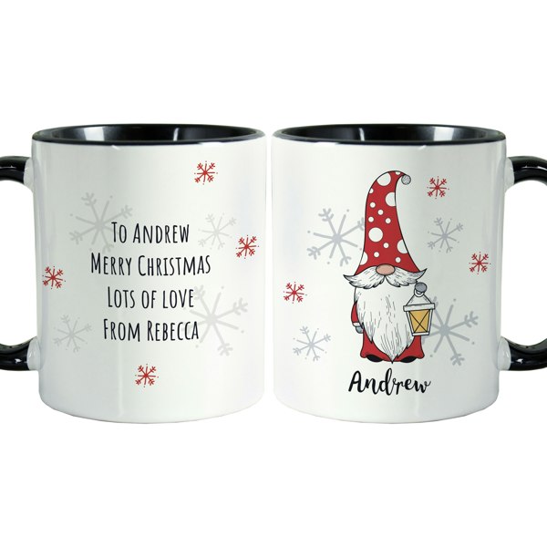 Personalised Memento Company Personalised Gonk Family Black Handled Christmas Mug - Male
