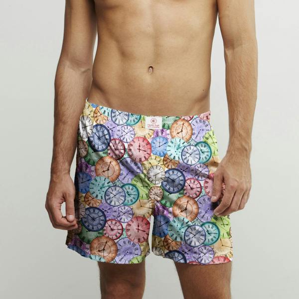 VINTAGE CLOCK COTTON POPLIN PRINT BOXER SHORTS - Premium Men's Patterned Shirt by Claudio Lugli | Bold Design, Tailored Fit, Best Printed Shirts