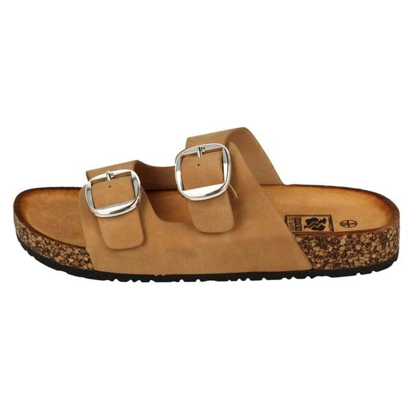Down to Earth Ladies Down to Earth Low Flatform Dual Buckle Mule Sandal F12090