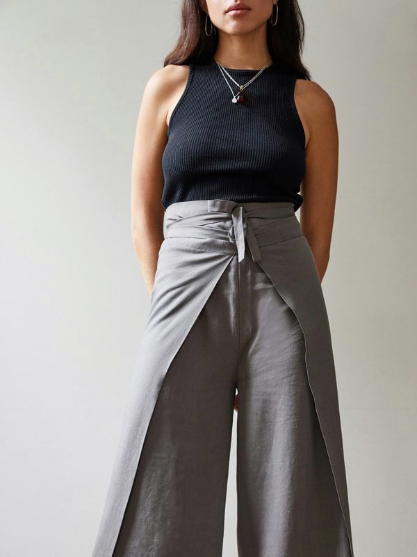 Blue Nude ~ Slow Fashion Brand - Casa Wrap Pants in Stone Grey