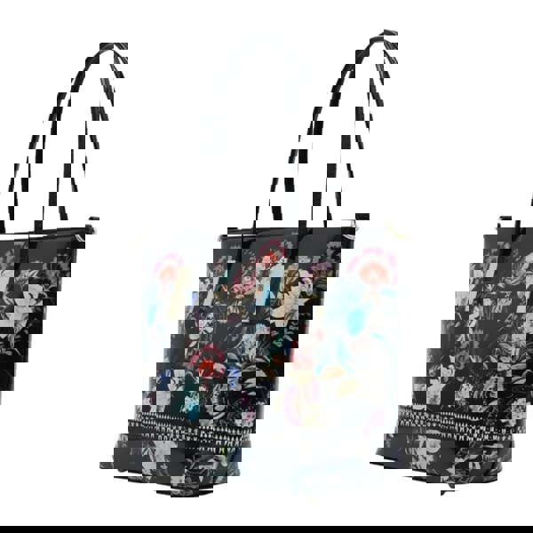 Kitise Elegant Floral Print Patent Leather Tote Shoulder Bag