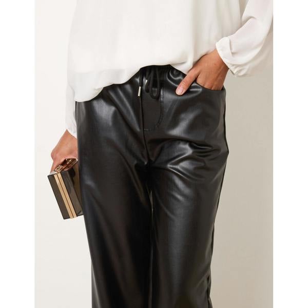 Blue Vanilla PU Wide Leg Trousers