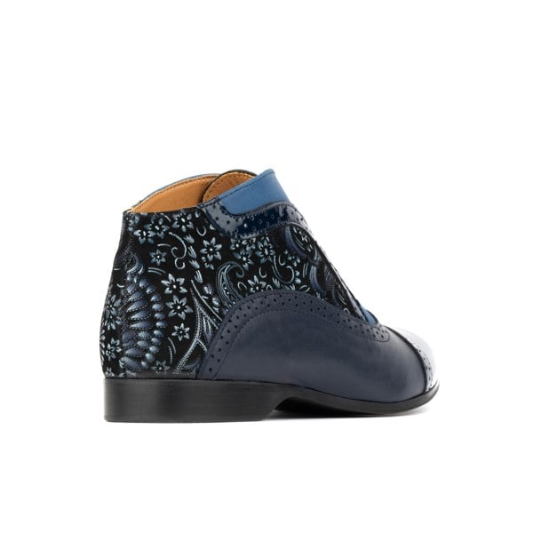Embassy London Jasmine - Navy Multi - Women's blue leather oxford ankle boot in brogue