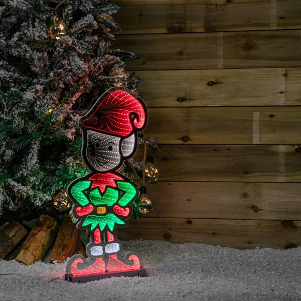 Samuel Alexander 60cm Infinity Elf in Red Boots on Metal Base with Green and Red LEDs