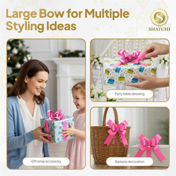 50mm Hot Pink Pull Bows, Pack Sizes 10 to 60, for Gift Wrap, Hampers and Displays image 2