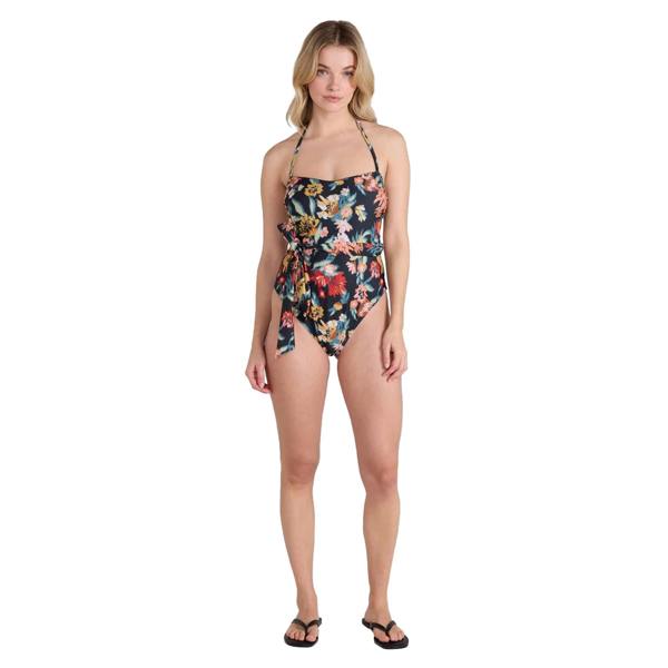Animal Womens/Ladies Belted Bandeau One Piece Swimsuit - Green - 