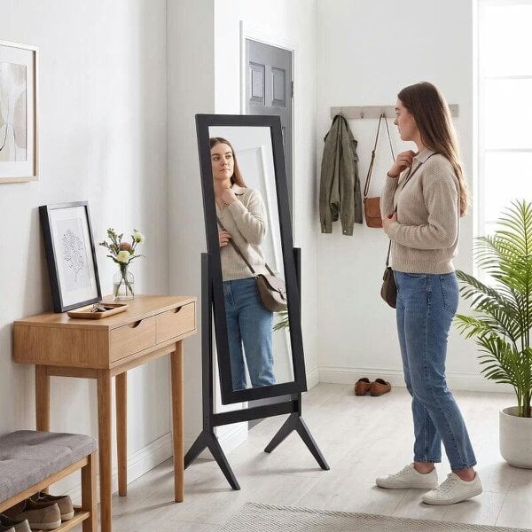 Freestanding Adjustable Angle Dressing Mirror, Full Length Mirror for Bedroom, Living Room, 148 x 47 cm, Black