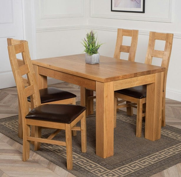 That's Furniture Dakota Small Oak Dining Table with Yale Oak Chairs