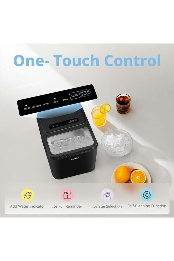 Living and Home Self-Cleaning Ice Maker Machine with 1.3L Water Tank, Ice Scoop & Detachable Basket