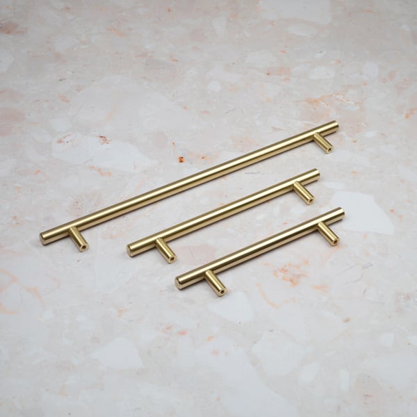 Handle & Home Satin Brass T-Bar Handles & Coordinating T-Bar Knob