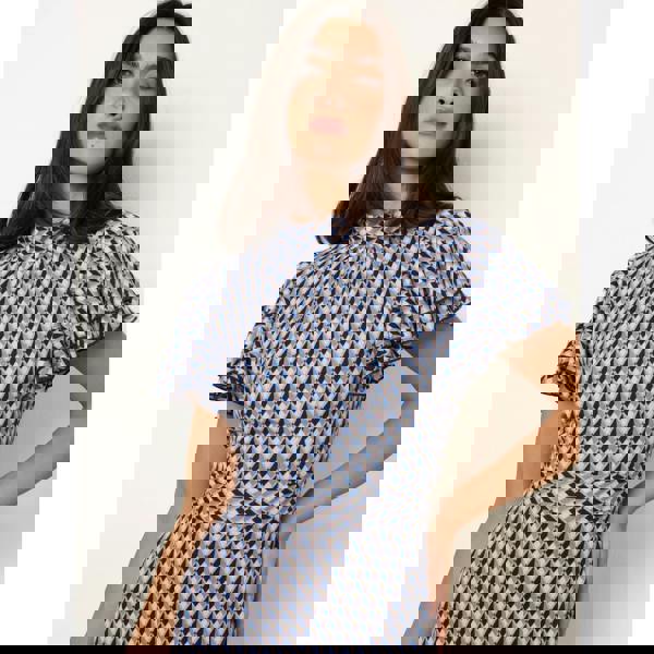 Blue Vanilla High Neck Angel Sleeve Mini Dress