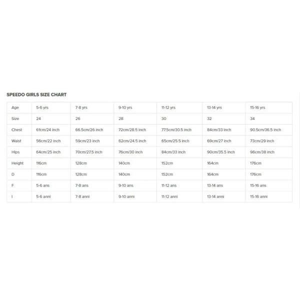 Speedo girls placement allover splashback swimsuit size chart black pink