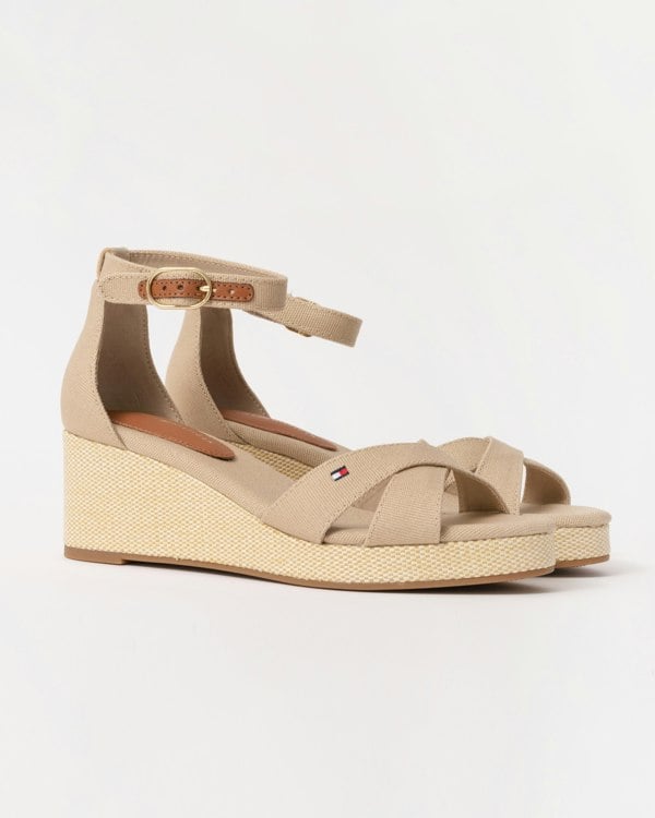 Tommy Hilfiger Criss-Cross Womens Wedge Espadrille - Horseradish