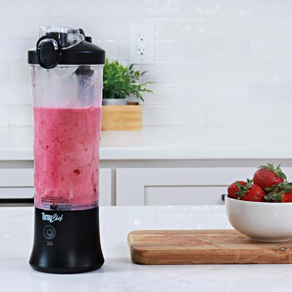 Total Chef 600ml Portable Blender USB Rechargeable Smoothie Maker for Shakes, Juices & Gym (Black)