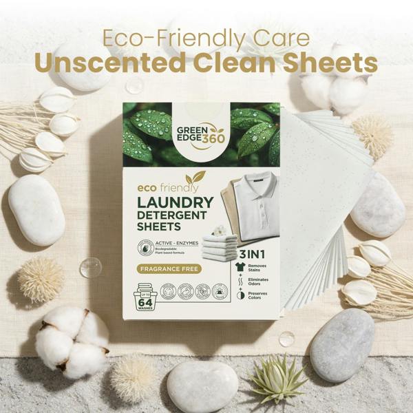 Green Edge 360 Fragrance Free Eco Friendly Laundry Detergent Sheets