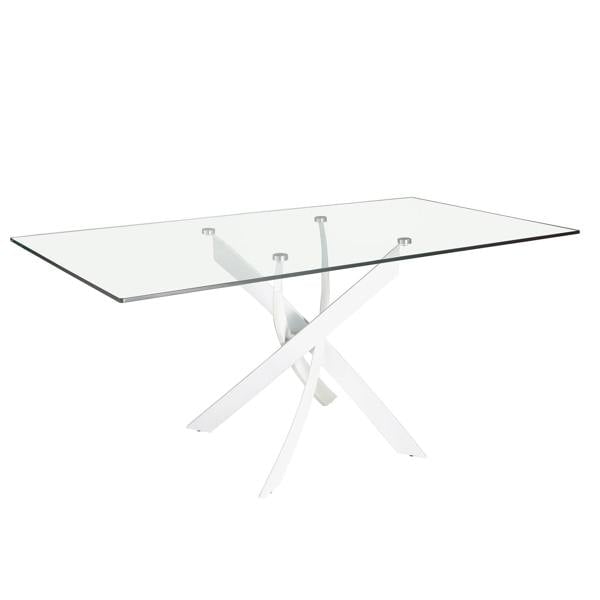 Angel Cerdá Rectangular tempered glass and white steel dining table 1138