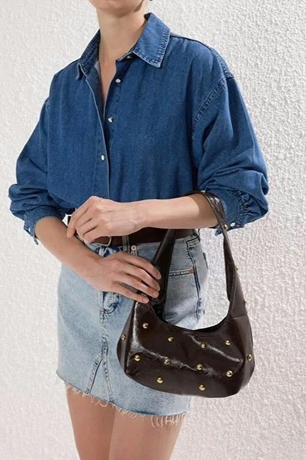 WOVCOR Trok Stone Embellished Women's Oval Medium Size Hand and Shoulder Bag