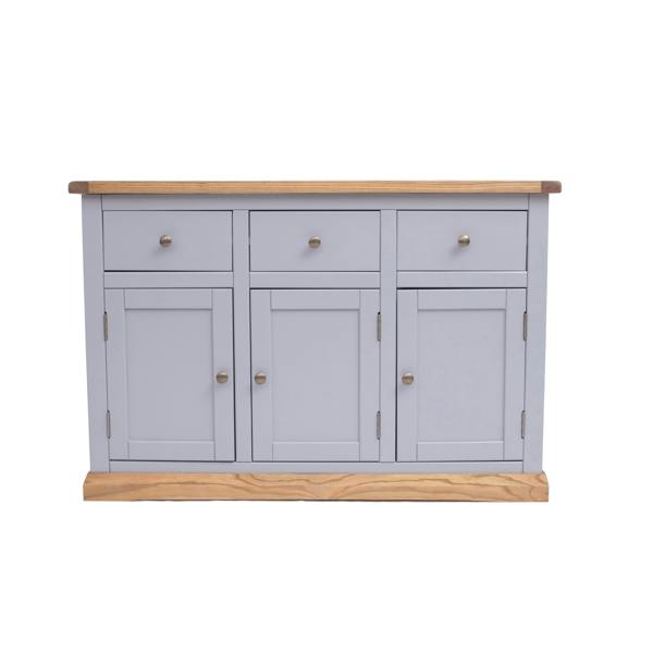 Cabinet Bits Biccari Grey 3 Drawer 3 Door Sideboard Brass Knob